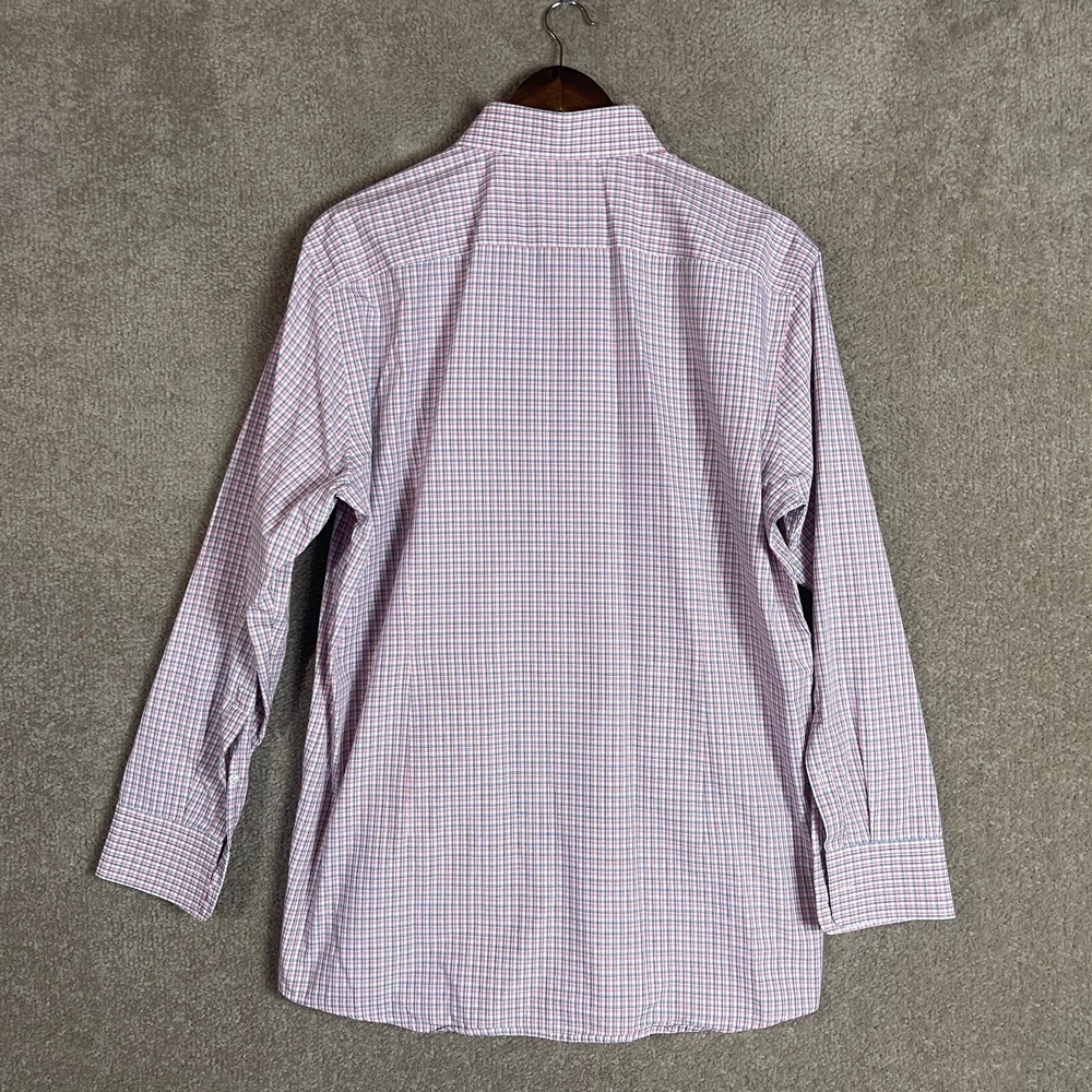 Hugo Boss Dress Shirt Mens 16 Large‎ Red Black Plaid Sharp Fit Button Up Cotton - Picture 11 of 12